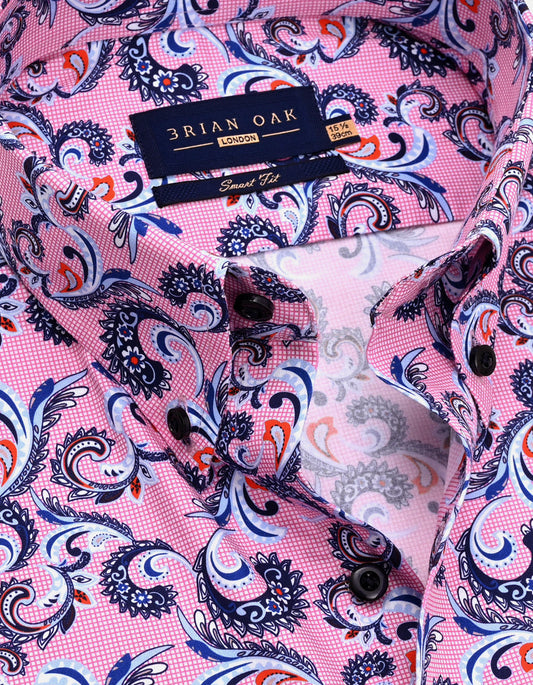 Pink Paisley Printed Semi Formal Shirt
