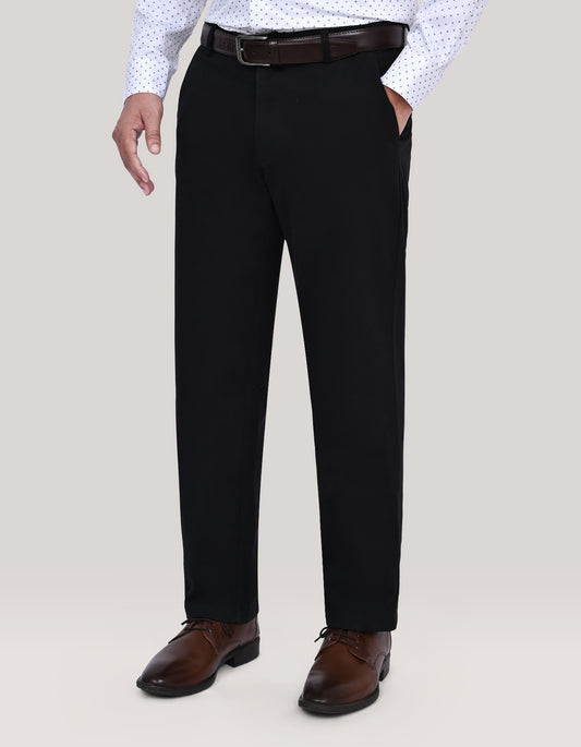 Black Flat Front Smart Fit Chinos