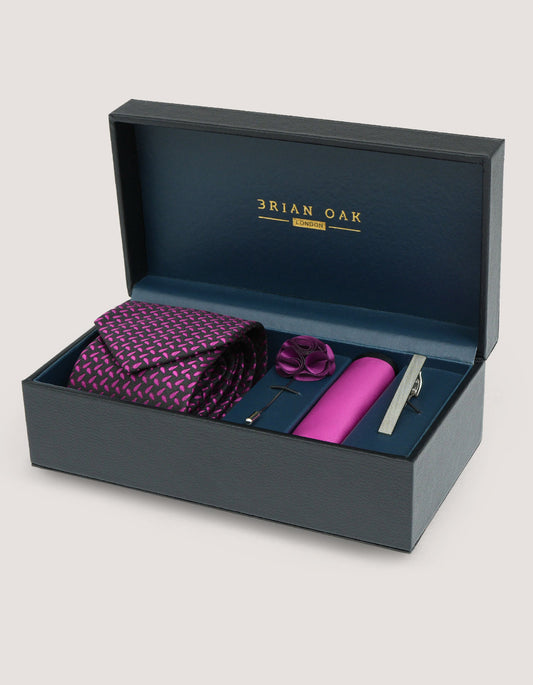 Premium Paisley Tie Set - Deep Pink