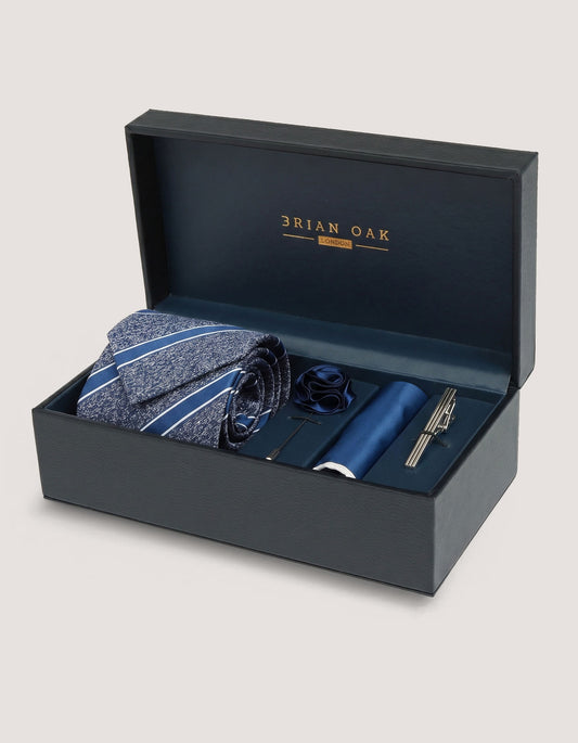 Coffret cadeau d'accessoires rayés - Bleu