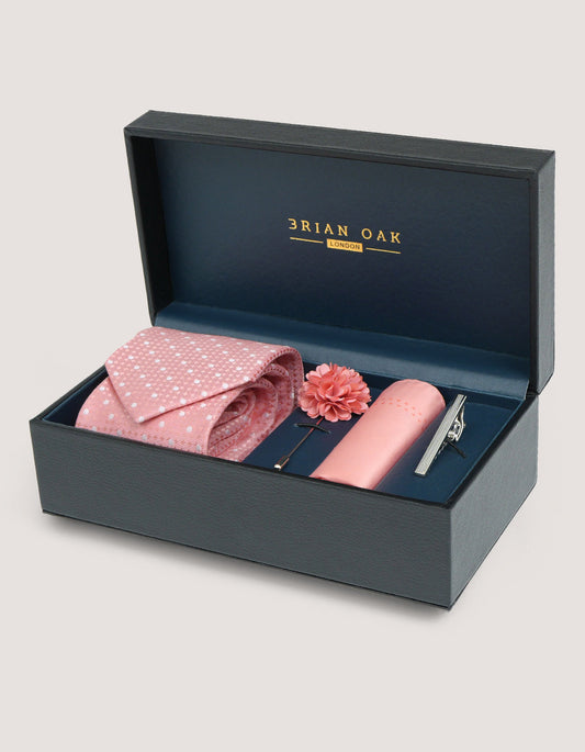 Peach Dotted Men's Tie Set