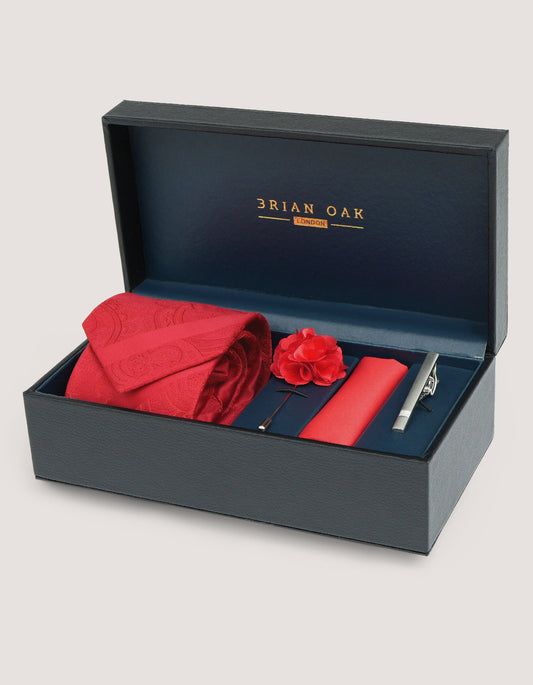 Coffret cadeau d'accessoires de luxe à rayures - Rouge