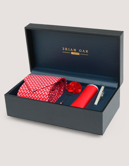 Red Paisley Men's Tie Set