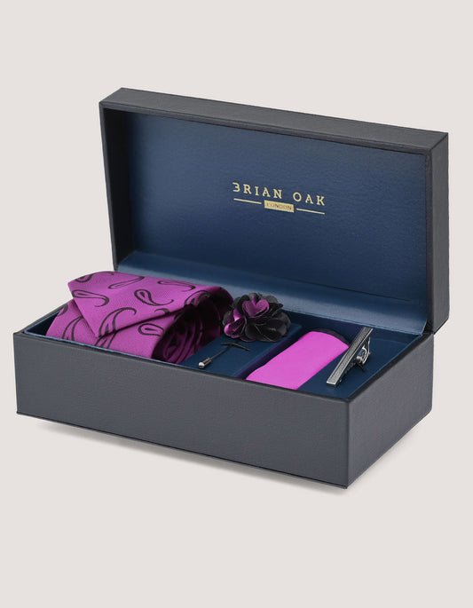 Purple Paisley Tie Set