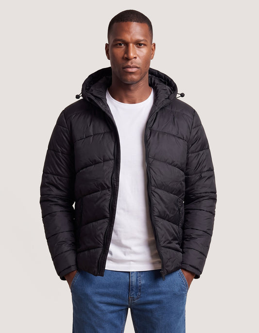 Black Hooded Puffer Jacket