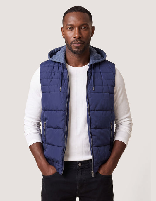 Veste sans manches à capuche bleu marine
