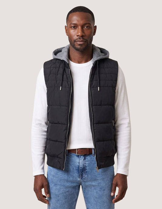Veste sans manches à capuche noire