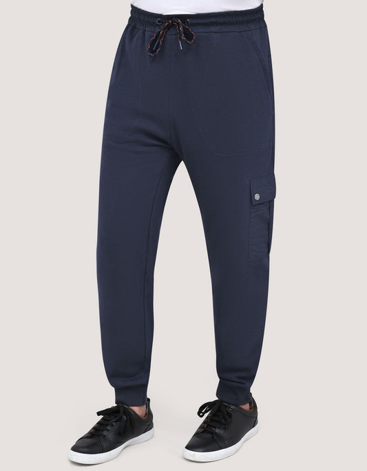 Premium Navy Textured Joggers