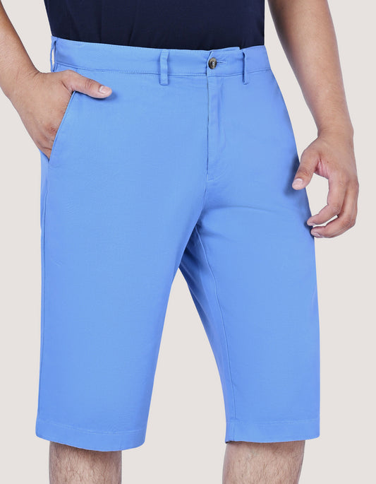 Sky Blue Cotton Blend Shorts