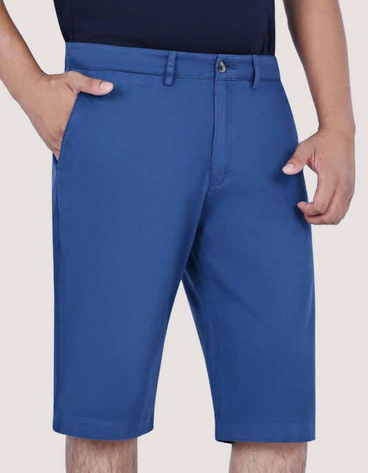 Medium Blue Cotton Blend Shorts