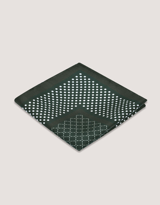 Dark Green Dotted Silk Pocket Square