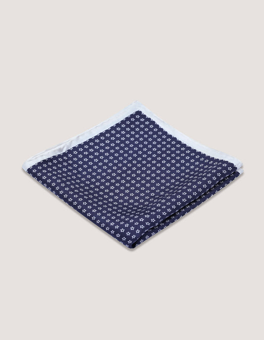 Pochette en soie bleu marine à motifs