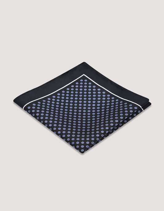 Black Patterned Silk Pocket Square