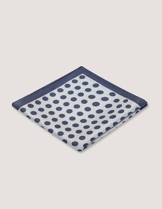 Dotted Silk Pocket Square – Silver & Navy