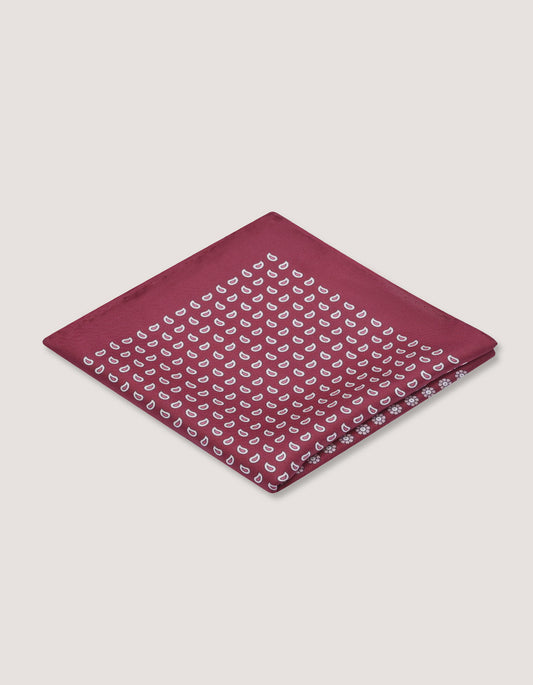 Deep Red Floral Silk Pocket Square