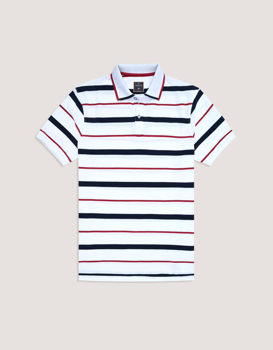 Striped White Polo Shirt for Men