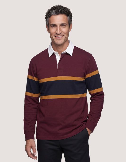 Regular Fit Maroon Cotton Rugby Polo