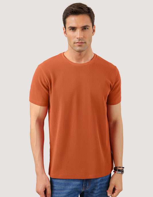 تي شيرت قطني بنسيج صدئ ناري