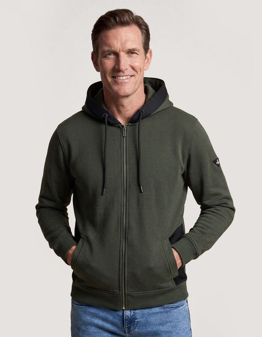 Sweat à capuche zippé en polaire Plain Moss
