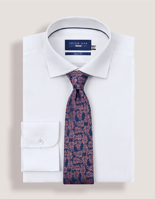 Copper and Navy Floral Print Tie
