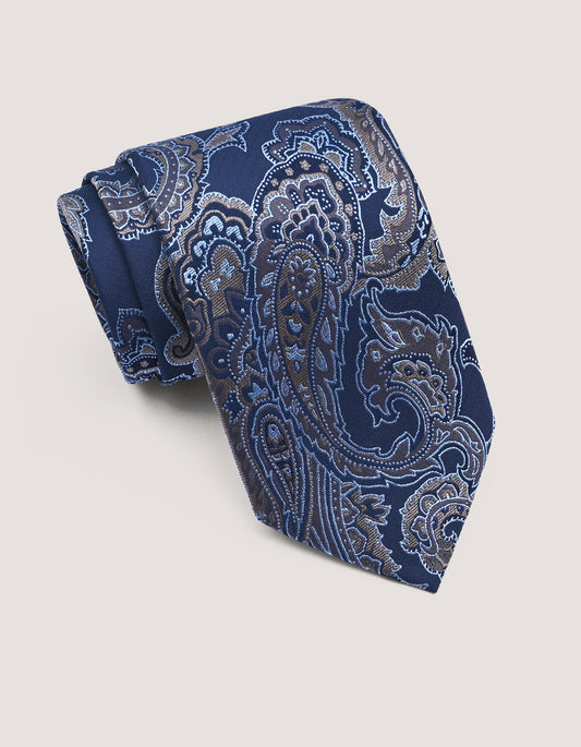 Navy Blue Silk Paisley Tie