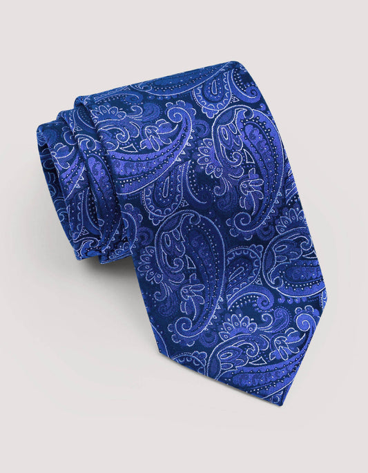 Marine Blue Silk Paisley Tie
