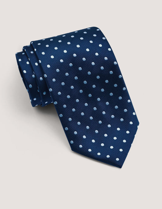 Dotted Sky Blue Mens Silk Tie