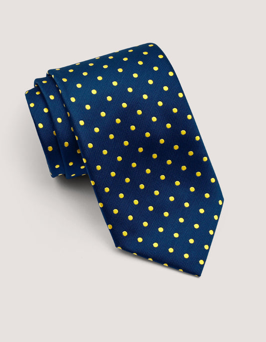 Silk Tie with Sunflower Yellow Polka Dots