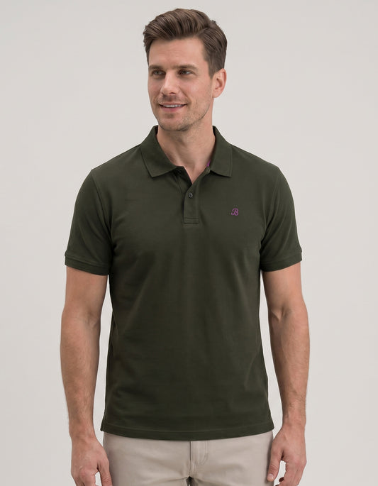 Polo vert olive en coton majoritaire