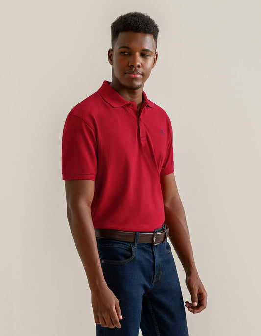 Polo uni piqué - Rouge