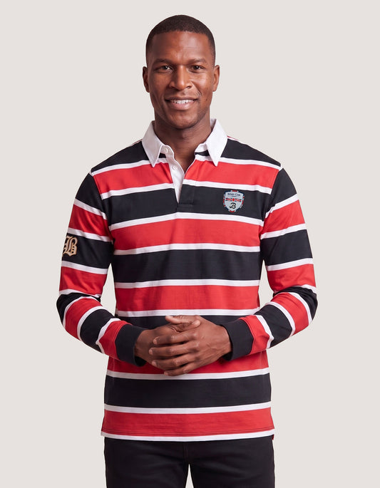 Black and Red Striped Rugby Shirt