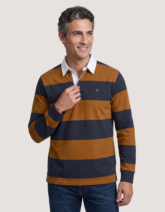 Mustard and Navy Striped Rugby Shirt