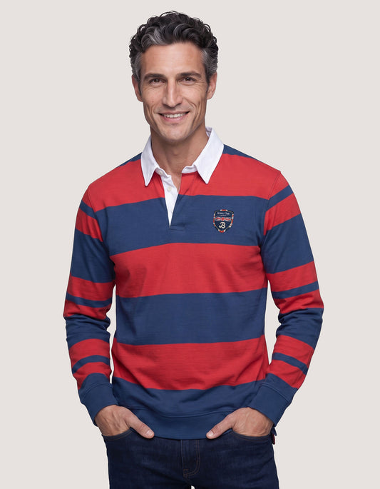 Blue and Red Striped Rugby Shirt
