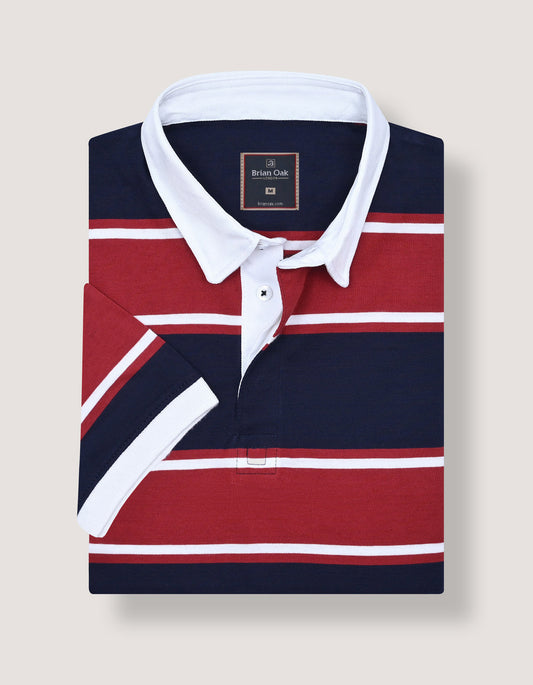 Navy and Red Striped Polo Shirt