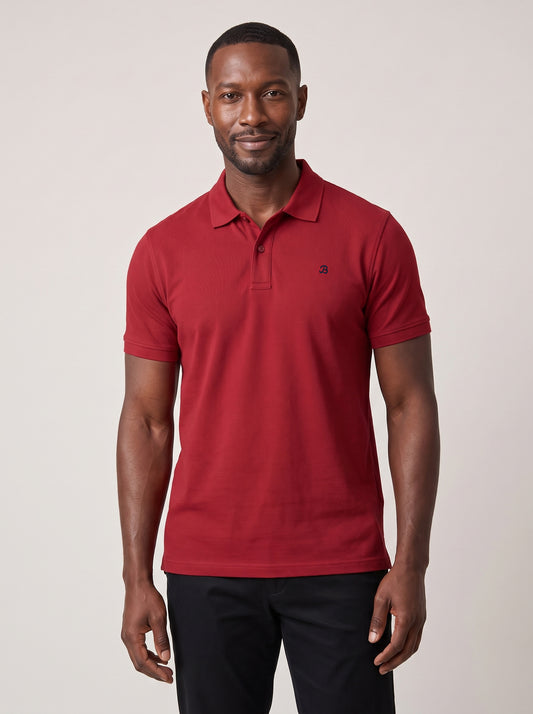 Polo uni piqué - Rouge