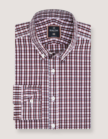 Maroon Smart Fit Casual Check Shirt