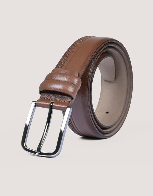 Textured Brown Formal Belt