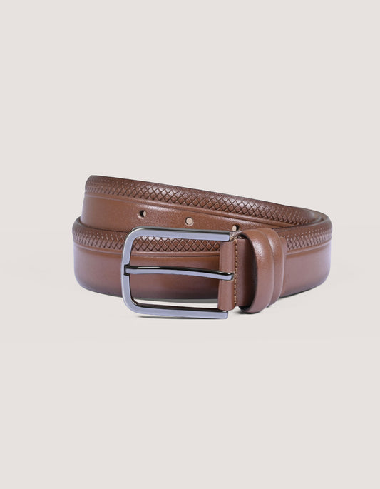 Textured Brown Formal Belt