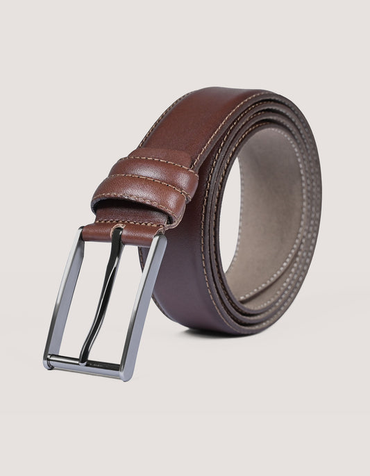 Medium Brown Plain Formal Leather Belt