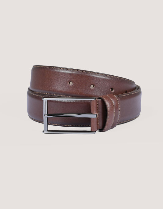 Medium Brown Plain Formal Leather Belt