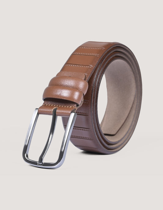 Brown Textured Formal Men’s Belt