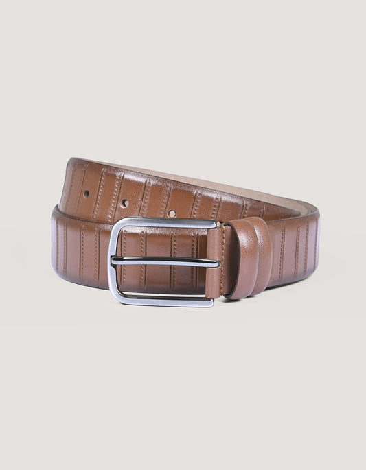 Brown Textured Formal Men’s Belt