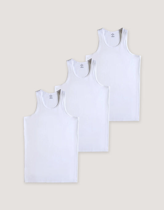 3 Pack White Sleeveless Vests