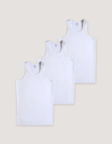3 Pack White Sleeveless Vests