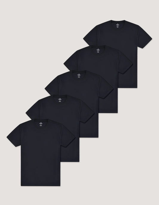 5 Pack Black Essential Cotton Tees