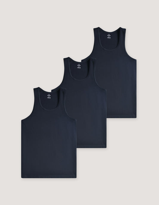 3 Pack Black Sleeveless Vests