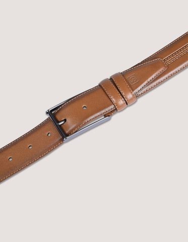 Embroidered Tan Formal Belt