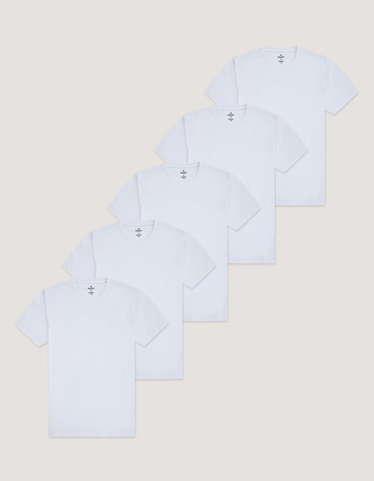 5 Pack White Essential Cotton Tees