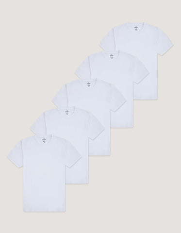 5 Pack White Essential Cotton Tees