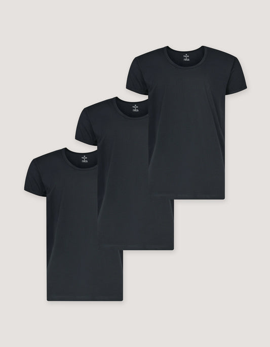 3 Pack Black Half Sleeve Vests